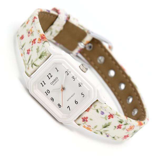 Casio LQ-142LB-7BDF White Floral Leather Strap Watch for Women-Watch Portal Philippines