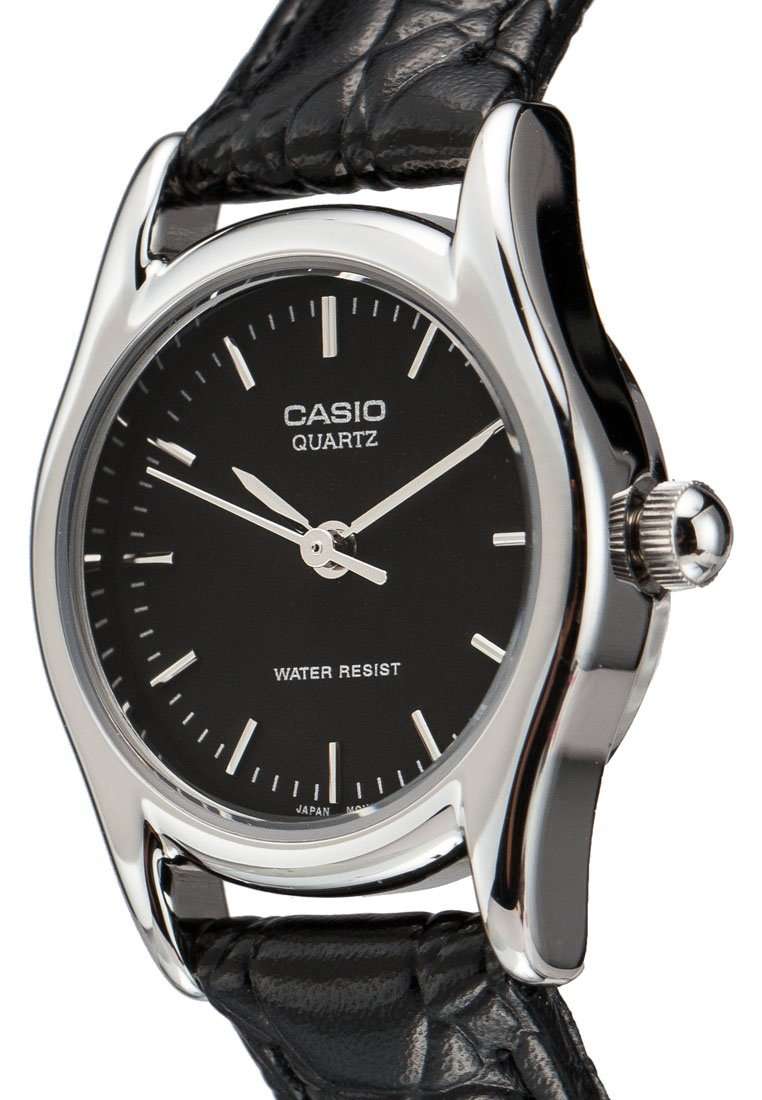 Casio LTP-1094E-1ARDF Black Leather Strap Watch for Women-Watch Portal Philippines