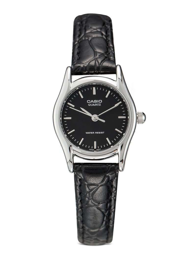 Casio LTP-1094E-1ARDF Black Leather Strap Watch for Women-Watch Portal Philippines