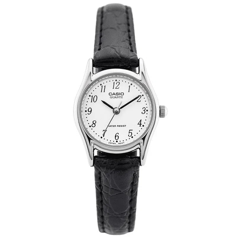 Casio LTP-1094E-7BRDF Black Leather Strap Watch for Women-Watch Portal Philippines