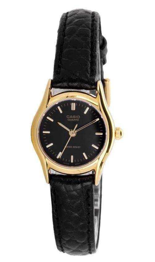 Casio LTP-1094Q-1ARDF Black Leather Strap Watch for Women-Watch Portal Philippines