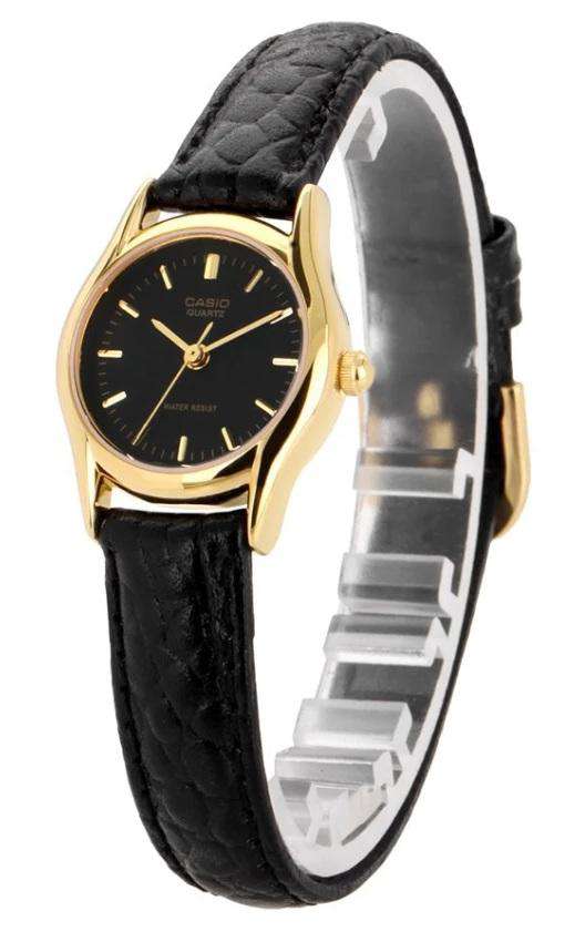 Casio LTP-1094Q-1ARDF Black Leather Strap Watch for Women-Watch Portal Philippines