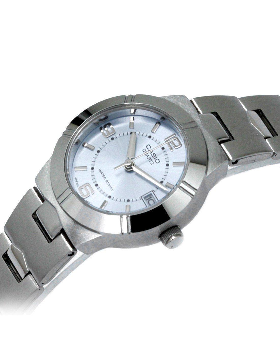 Casio LTP-1241D-2ADF Silver/Blue Stainless Steel Strap Watch for Women-Watch Portal Philippines