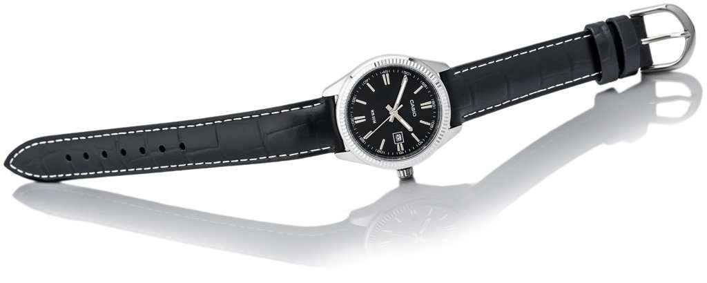 Casio LTP-1302L-1AVDF Black Leather Strap Watch for Women-Watch Portal Philippines