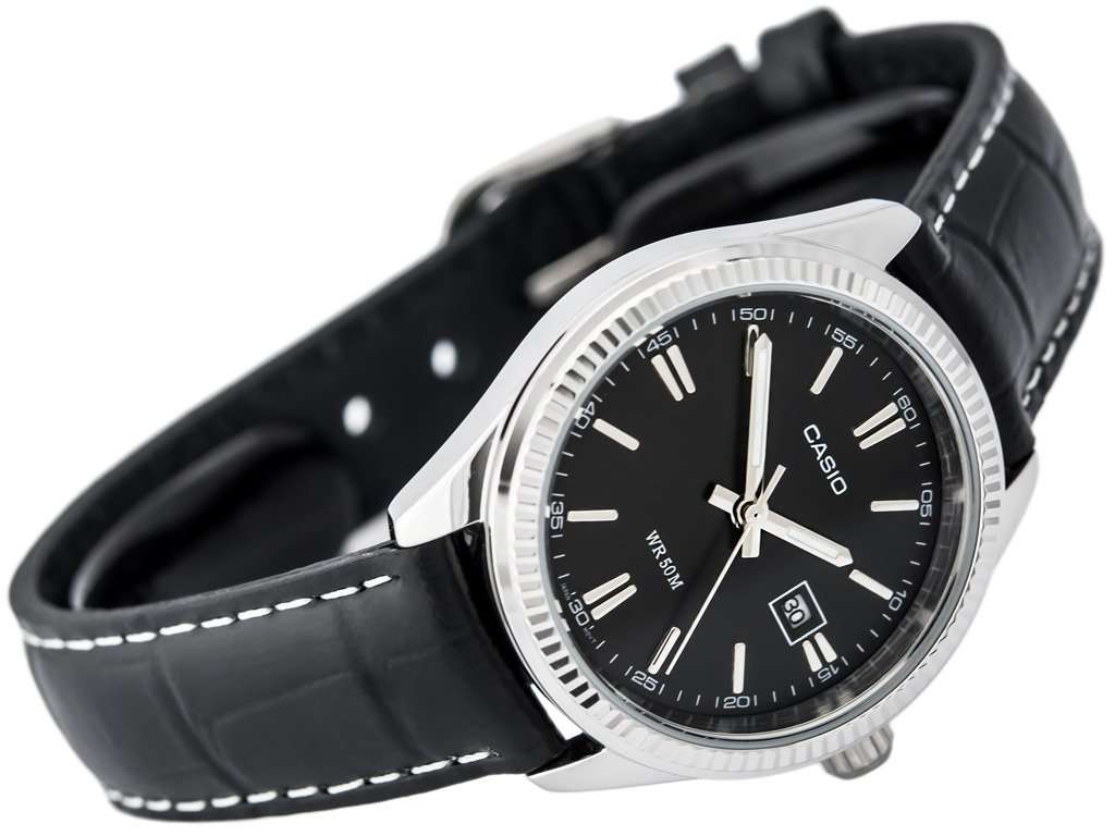 Casio LTP-1302L-1AVDF Black Leather Strap Watch for Women-Watch Portal Philippines