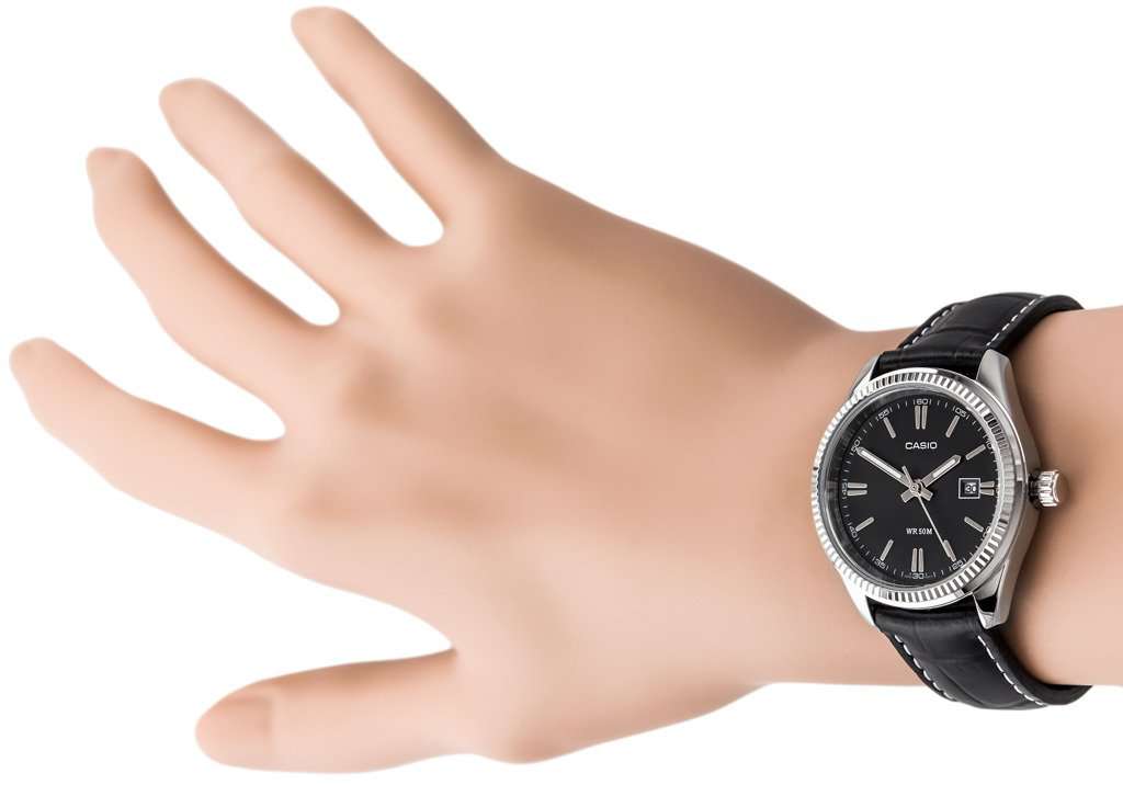 Casio LTP-1302L-1AVDF Black Leather Strap Watch for Women-Watch Portal Philippines