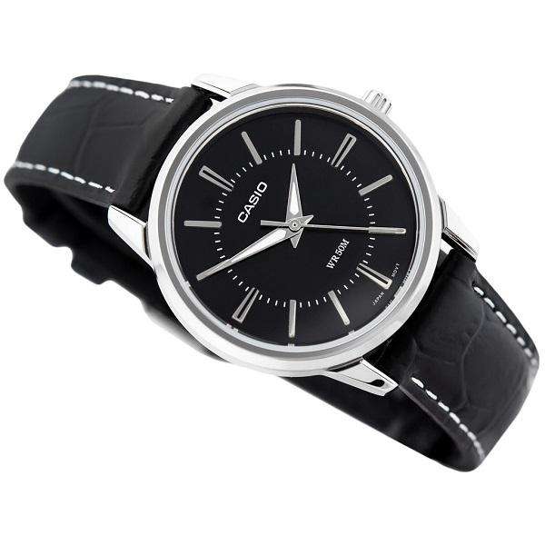 Casio LTP-1303L-1AVDF Black Leather Strap Watch for Women-Watch Portal Philippines