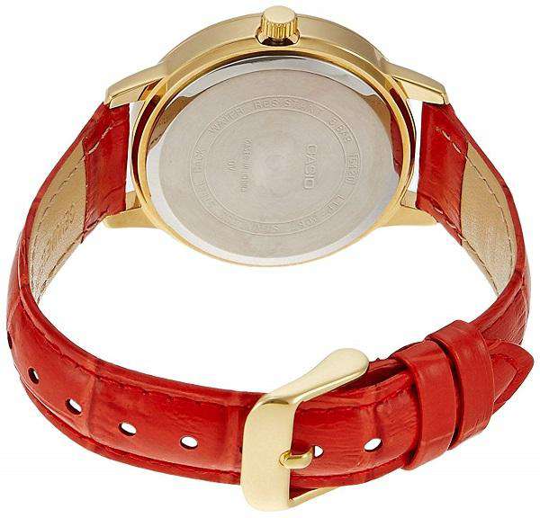 Casio LTP-2087GL-4AVDF Red Leather Strap Watch for Women-Watch Portal Philippines
