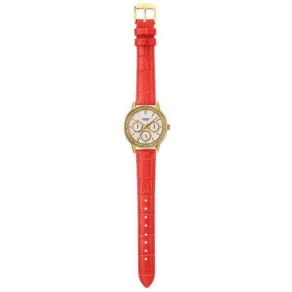 Casio LTP-2087GL-4AVDF Red Leather Strap Watch for Women-Watch Portal Philippines