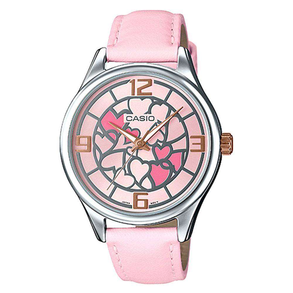 Casio LTP-E128L-4A Pink Leather Strap Watch for Women-Watch Portal Philippines