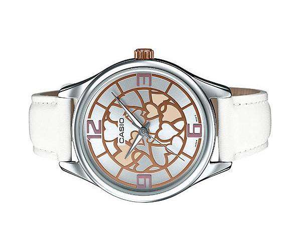 Casio LTP-E128L-7A White Leather Strap Watch for Women-Watch Portal Philippines