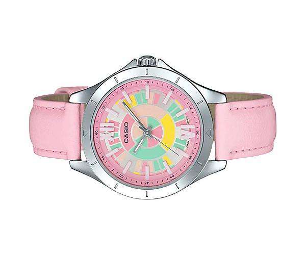 Casio LTP-E129L-4A Pink Leather Strap Watch for Women-Watch Portal Philippines