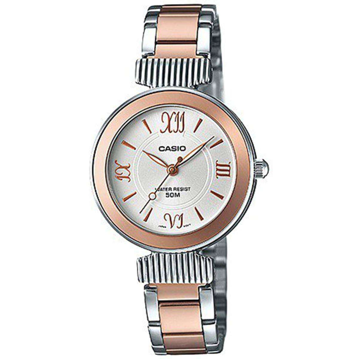 Casio LTP-E405BPG-7AVDF Two Tone Stainless Steel Strap Watch for Women-Watch Portal Philippines