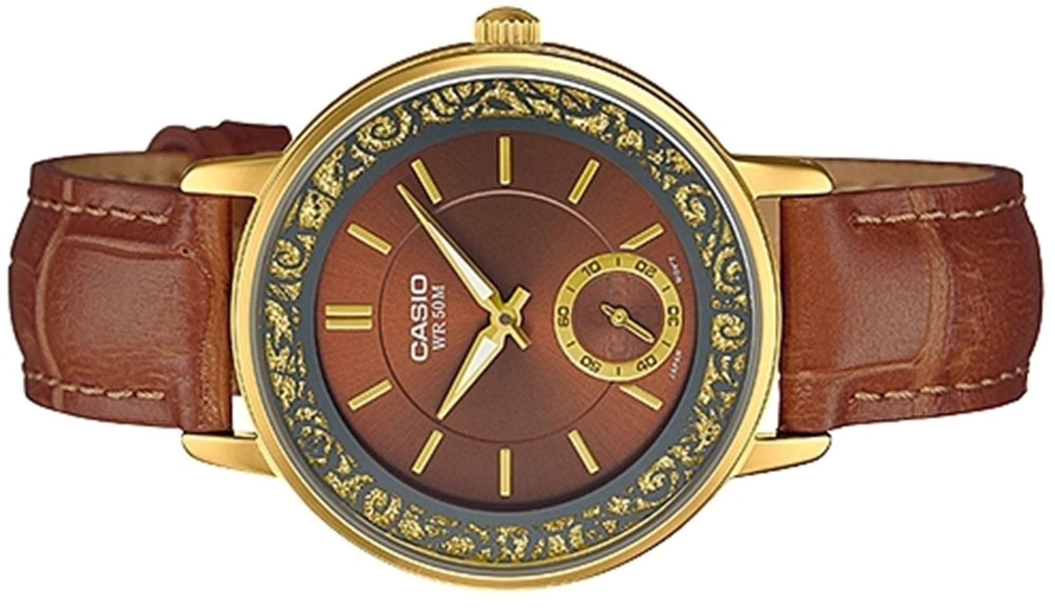 Casio LTP-E408GL-5AVDF Brown Leather Strap Watch for Women-Watch Portal Philippines