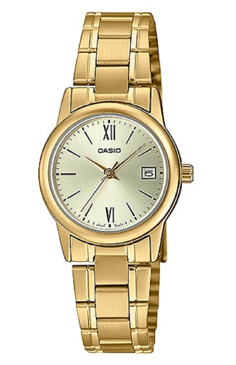 Casio LTP-V002G-9B3 Gold stainless strap for Women-Watch Portal Philippines