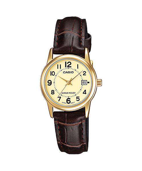 Casio LTP-V002GL-9B Brown Leather Strap Watch for Women-Watch Portal Philippines