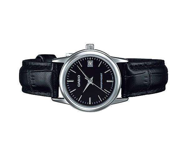 Casio LTP-V002L-1A Black Leather Strap Watch for Women-Watch Portal Philippines