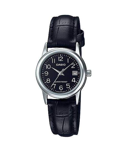 Casio LTP-V002L-1B Black Leather Strap Watch for Women-Watch Portal Philippines