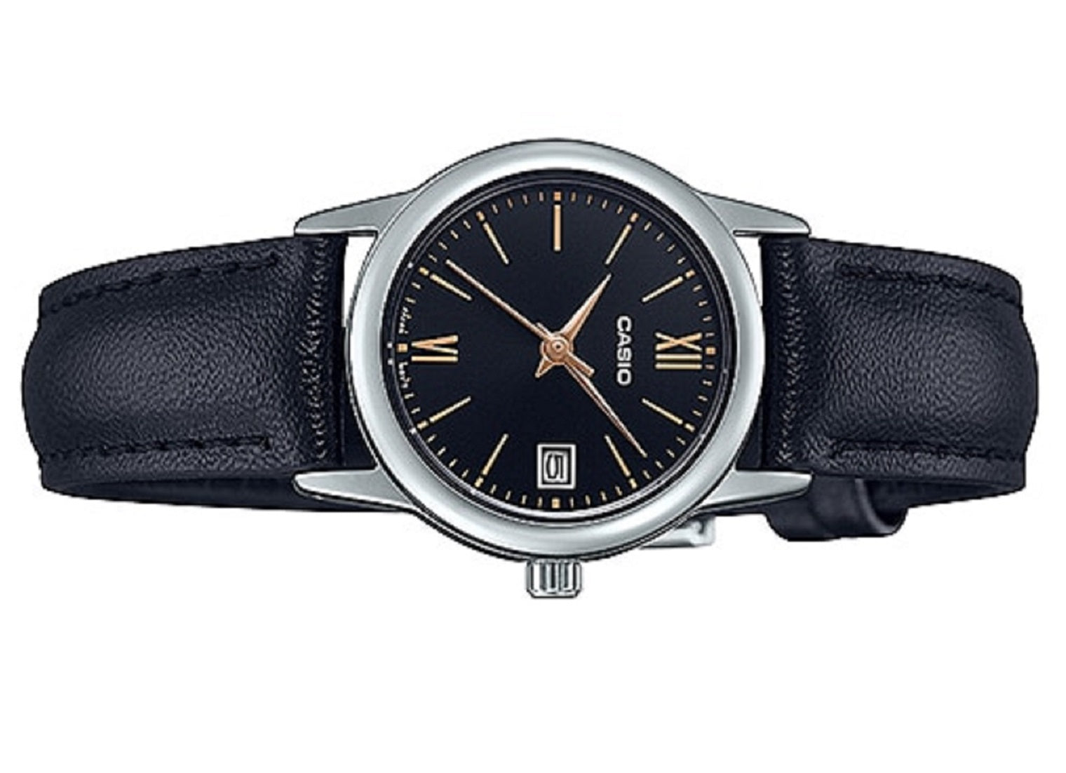 Casio LTP-V002L-1B3 Black Leather Strap Watch for Women-Watch Portal Philippines