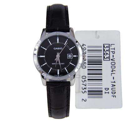 Casio LTP-V004L-1A Black Leather Strap Watch for Women-Watch Portal Philippines