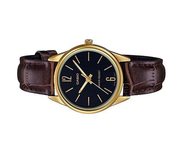 Casio LTP-V005GL-1B Brown Leather Strap Watch for Women-Watch Portal Philippines