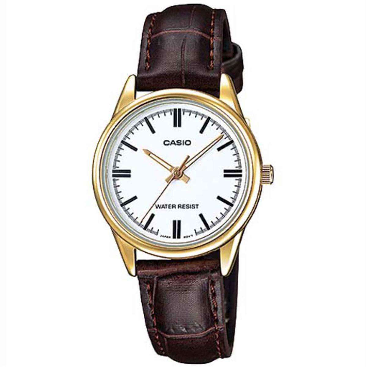 Casio LTP-V005GL-7A Brown Leather Strap Watch for Women-Watch Portal Philippines