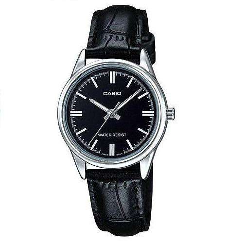 Casio LTP-V005L-1A Black Leather Strap Watch for Women-Watch Portal Philippines