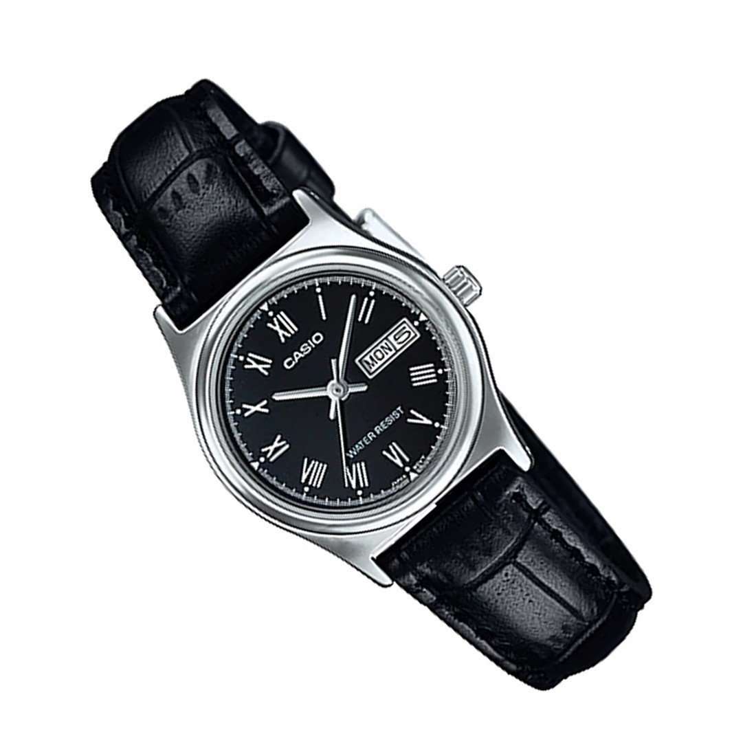 Casio LTP-V006L-1B Black Leather Strap Watch for Women-Watch Portal Philippines