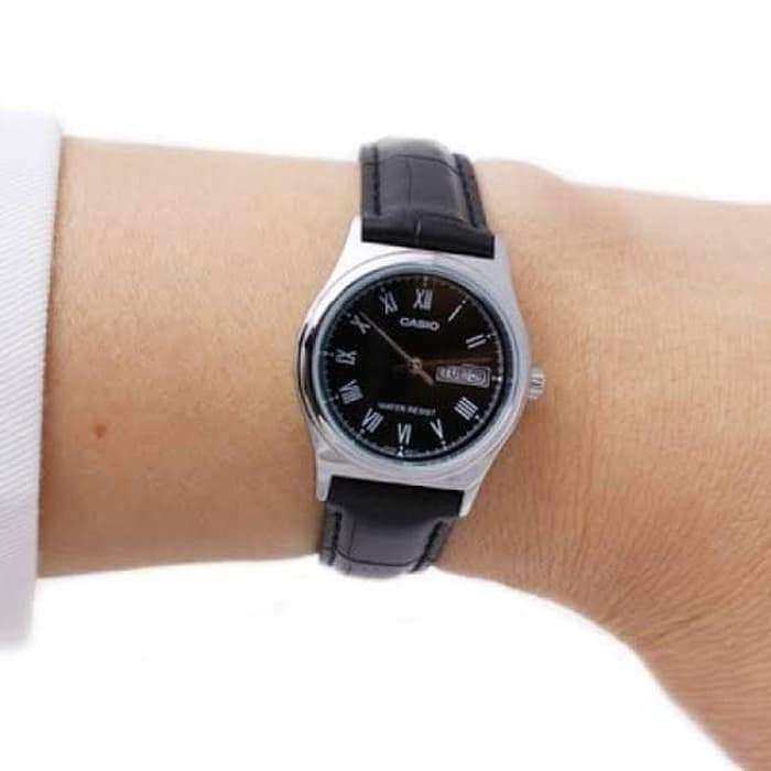 Casio LTP-V006L-1B Black Leather Strap Watch for Women-Watch Portal Philippines