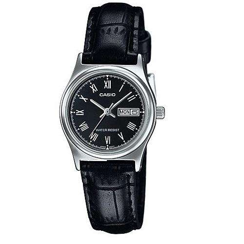 Casio LTP-V006L-1B Black Leather Strap Watch for Women-Watch Portal Philippines