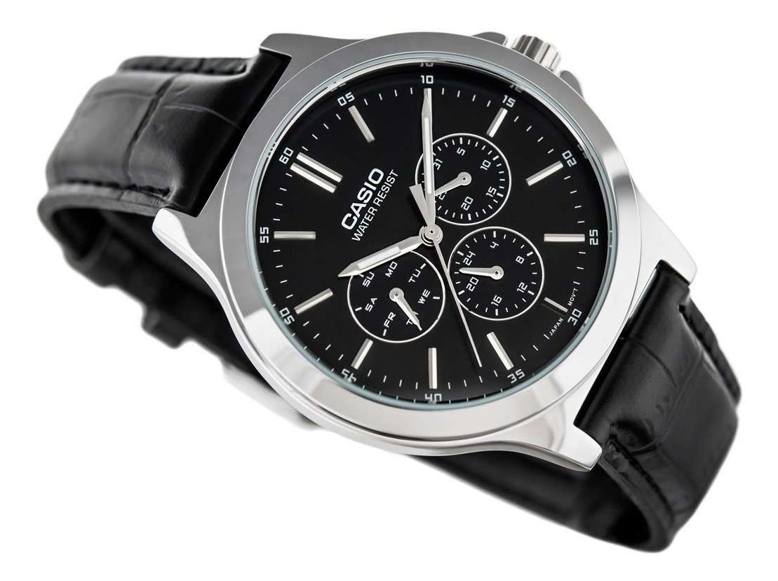 Casio LTP-V300L-1A Black Leather Strap Watch for Men and Women-Watch Portal Philippines