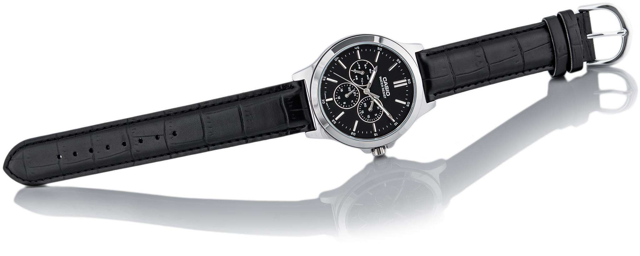 Casio LTP-V300L-1A Black Leather Strap Watch for Men and Women-Watch Portal Philippines