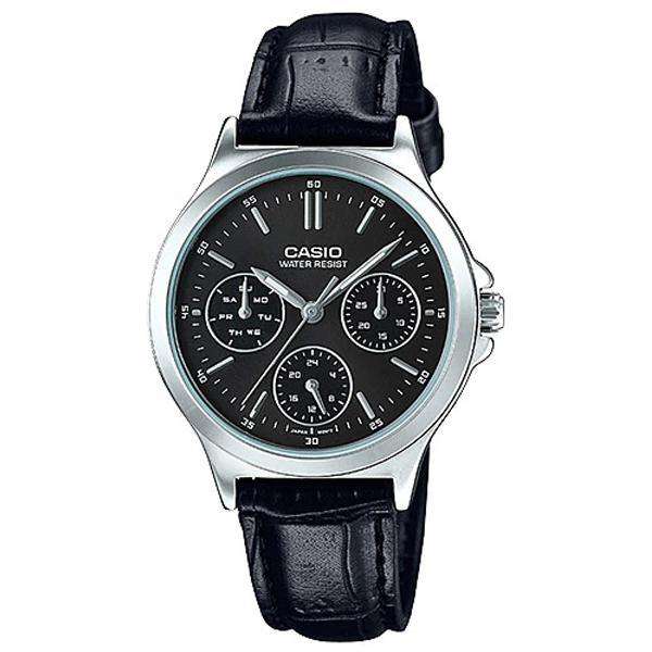 Casio LTP-V300L-1A Black Leather Strap Watch for Men and Women-Watch Portal Philippines