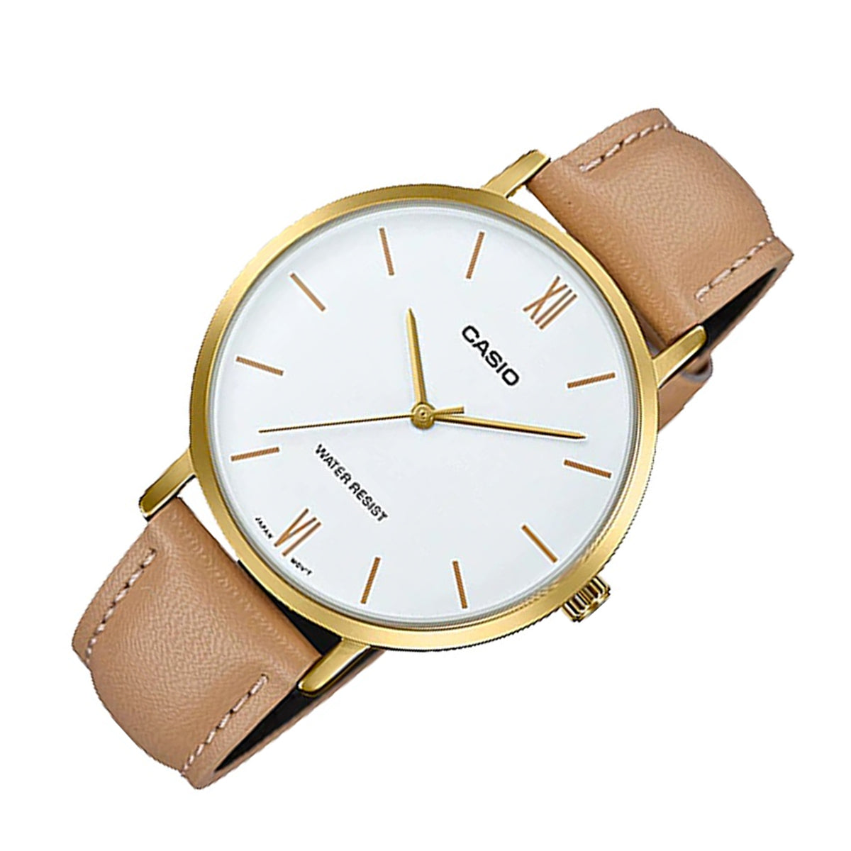 Casio LTP-VT01GL-7B Light Brown Leather Strap Watch for Women-Watch Portal Philippines