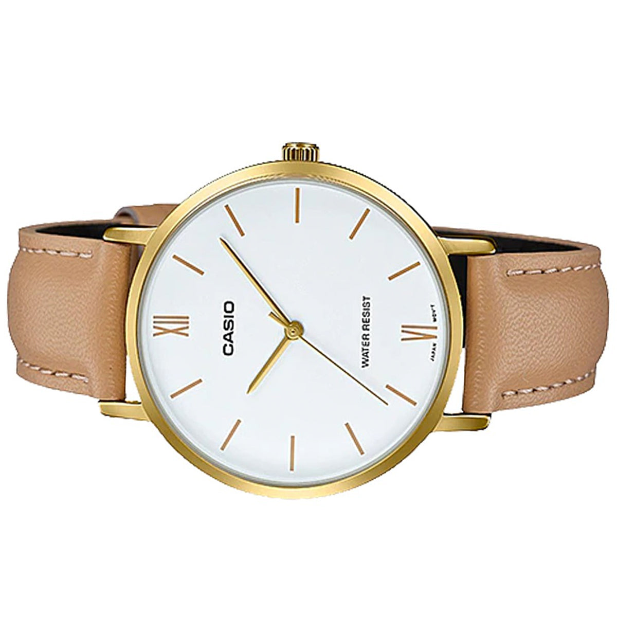 Casio LTP-VT01GL-7B Light Brown Leather Strap Watch for Women-Watch Portal Philippines