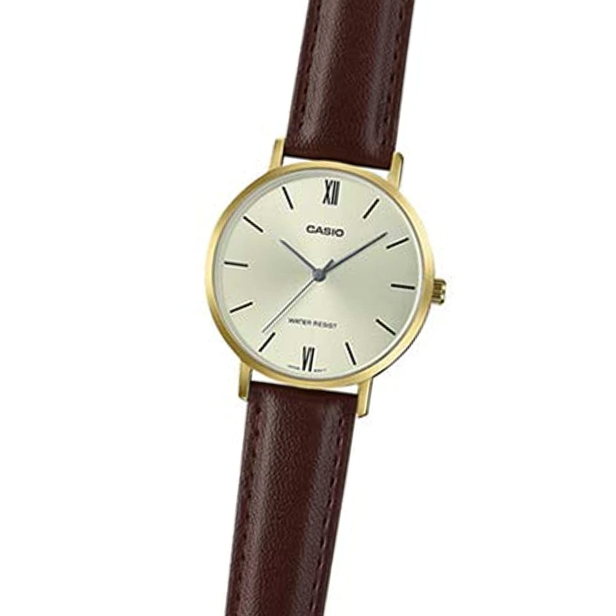 Casio LTP-VT01GL-9B Brown Leather Strap Watch for Women-Watch Portal Philippines