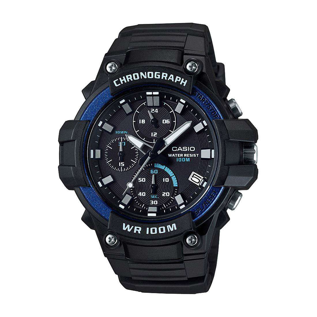 Casio MCW-110H-2AVDF Analog Chronograph Black Resin Strap Watch for Men-Watch Portal Philippines