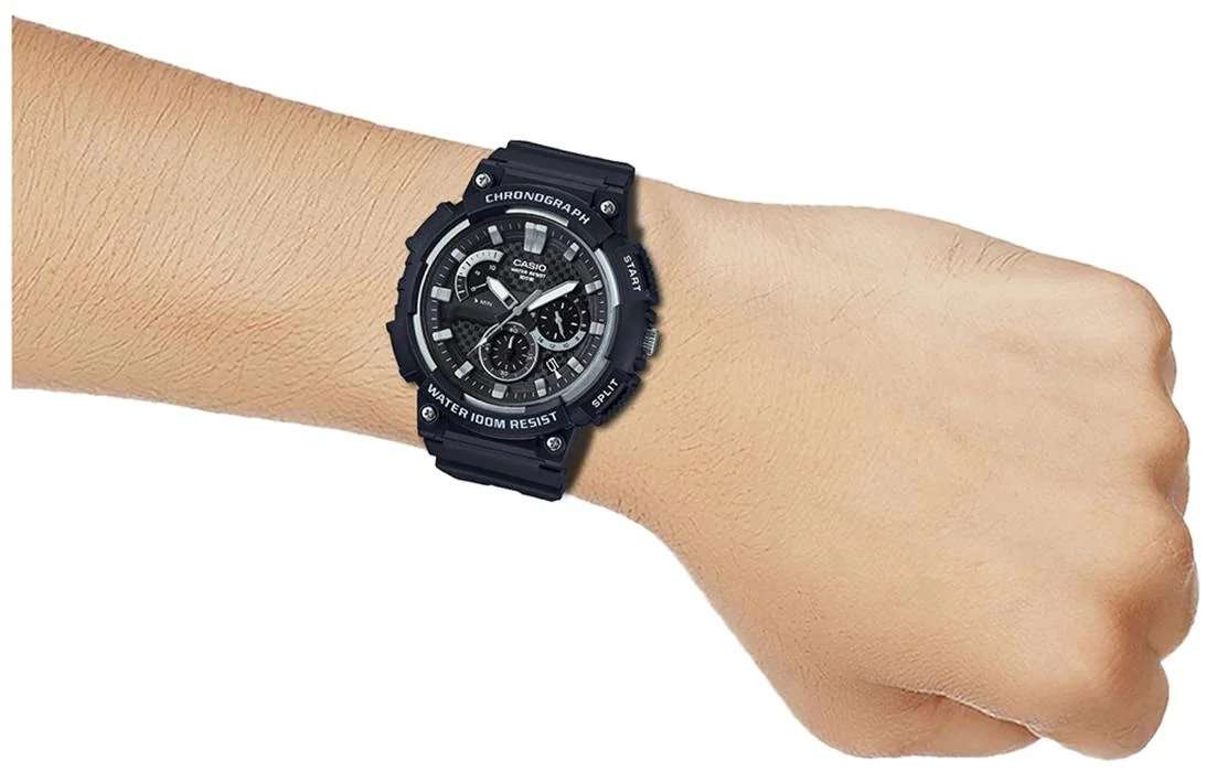 Casio MCW-200H-1AVDF Analog Chronograph Black Resin Strap Watch for Men-Watch Portal Philippines