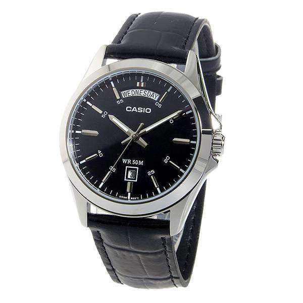 Casio MTP-1370L-1A Black Leather Strap Watch for Men-Watch Portal Philippines