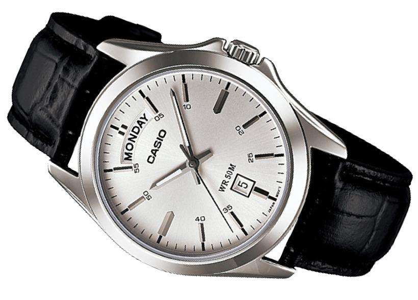 Casio MTP-1370L-7A Black Leather Strap Watch for Men-Watch Portal Philippines