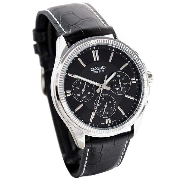 Casio MTP-1375L-1A Black Leather Strap Watch for Men-Watch Portal Philippines