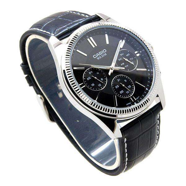 Casio MTP-1375L-1A Black Leather Strap Watch for Men-Watch Portal Philippines