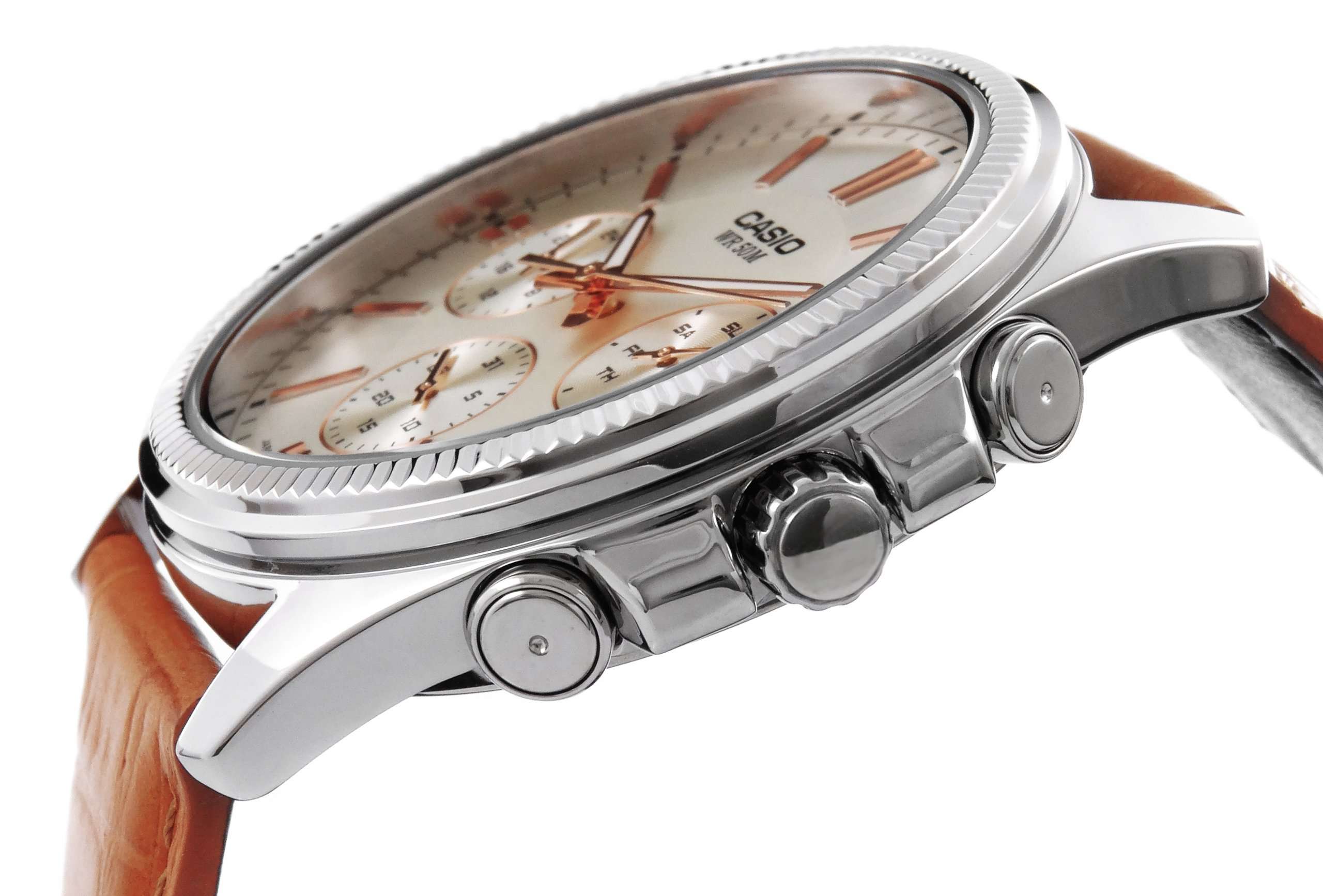 Casio MTP-1375L-9A Light Brown Leather Strap Watch for Men-Watch Portal Philippines