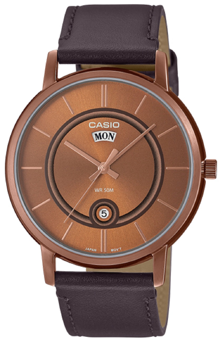 Casio MTP-B120RL-5A Analog Leather Strap Watch For Men-Watch Portal Philippines