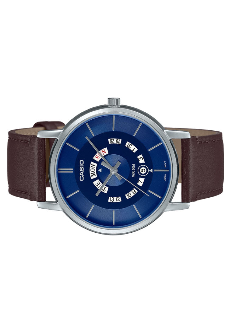 Casio MTP-B135L-2A Analog Leather Watch Strap For Men-Watch Portal Philippines