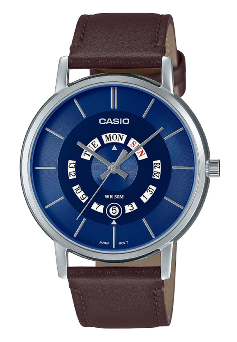 Casio MTP-B135L-2A Analog Leather Watch Strap For Men-Watch Portal Philippines
