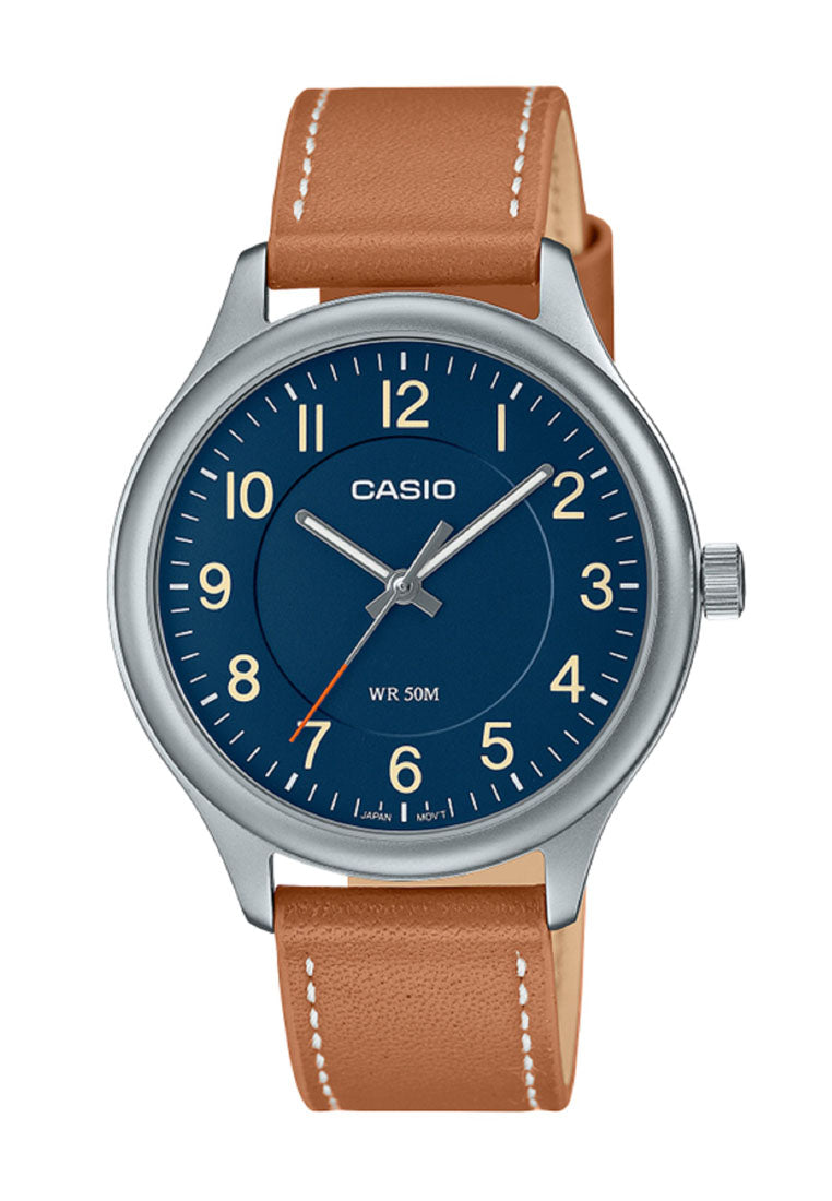 Casio MTP-B160L-2B Analog Leather Strap Watch for Men-Watch Portal Philippines