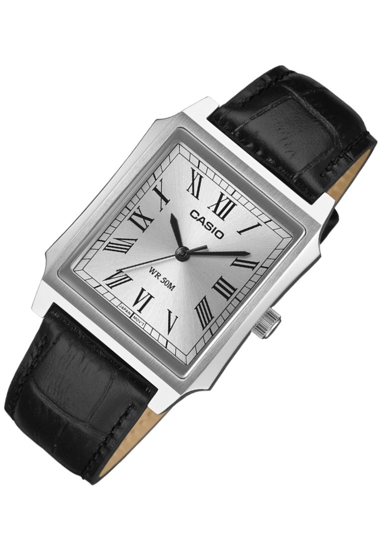 Casio MTP-B190L-7BVDF Tank Style Leather Strap Analog Watch for Men-Watch Portal Philippines