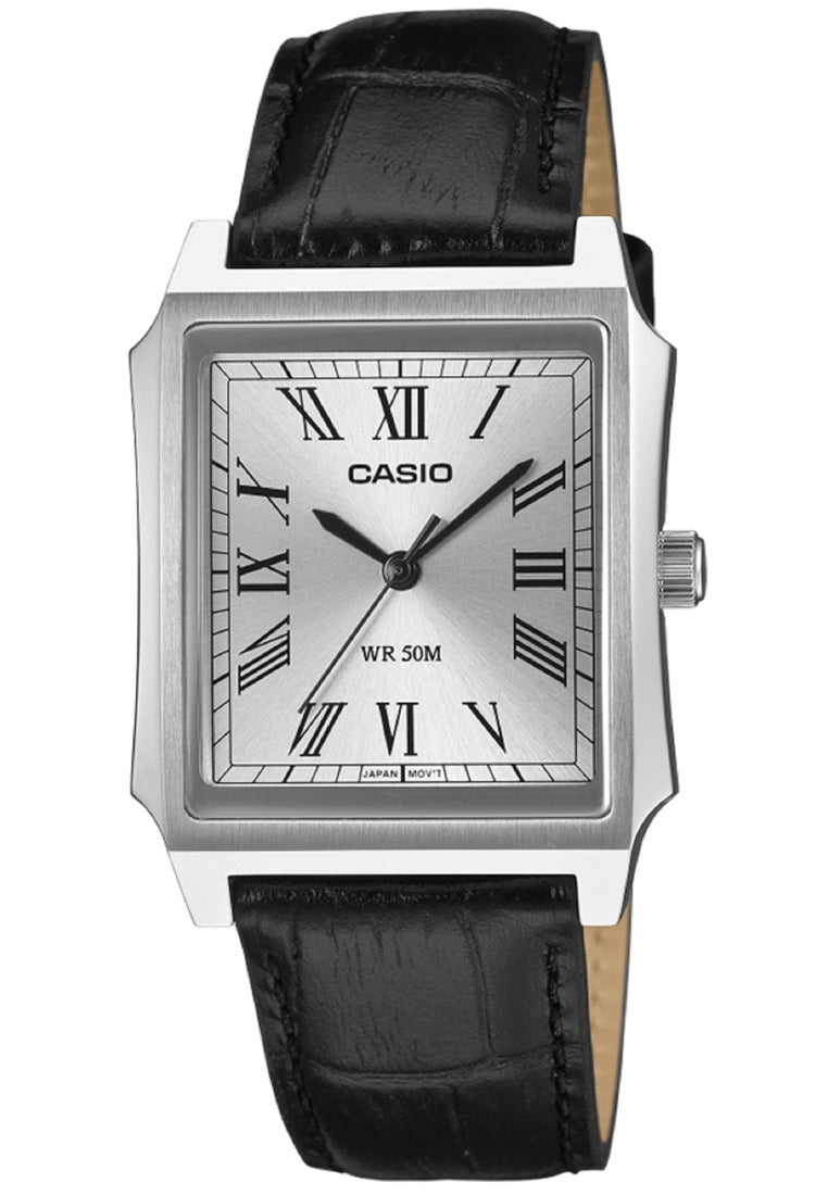 Casio MTP-B190L-7BVDF Tank Style Leather Strap Analog Watch for Men-Watch Portal Philippines