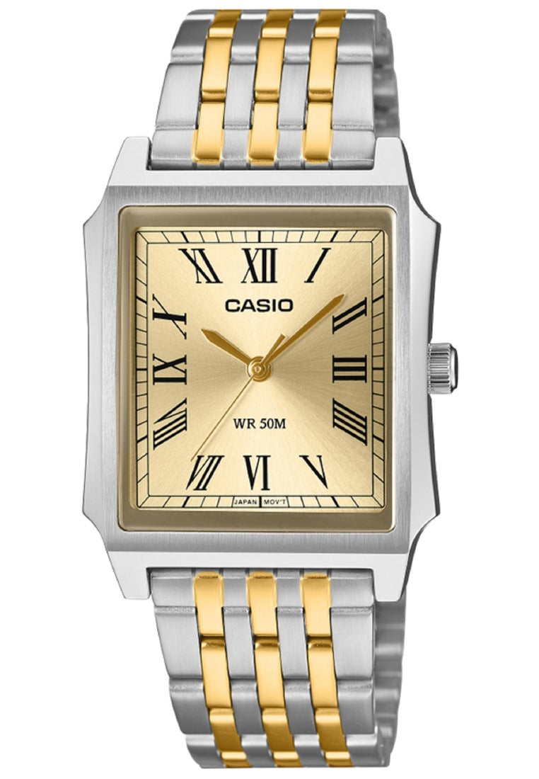 Casio MTP-B190SG-9BVDF Tank Style Stainless Steel Strap Analog Watch for Men-Watch Portal Philippines